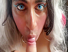 Slut Tgirl Yasmin Mia Pov Blowjob Cum Swallow Cim Blue Eyes