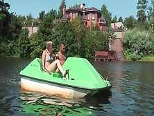Titted Golden-Haired Drilled Hard In A Boat