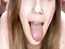 Foot And Tongue.  Sluts With Braces