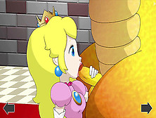 Super Mario: Princess Peach Gives Bowser A Blowjob At His Castle