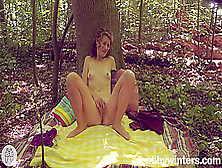 Outdoor Solo Masturbating With Flat-Chested Teen