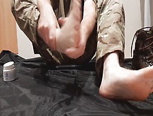 Military Foot Discipline.  Moisturising My Feet After Wearing Boots.