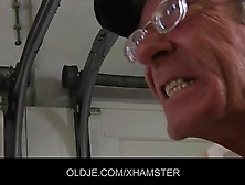 Wrinkled Grandpa Fucks A Hussy Teeny In Ass And Pussy