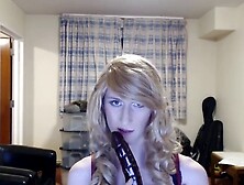 Crossdresser With Blonde Hair Enjoys Solo Webcam Session
