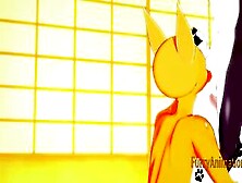 Digimon Furry Anime - Taomon & Grey Fox Boobjob,  Hand Job,  Oral Sex And Plowed 1/2 - Yiff Manga Animated Japanese Porn