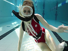 Scuba In Red Bodyglove Bathing Suit