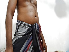 Indian Uncle Underwear And Sarong Black Cock