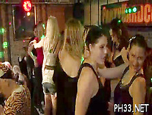 Plenty Of Gangbang On Dance Floor Blow Jobs From Blondes With Baby Batter At Face