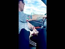 Giving Daddy A Footjob While He Drives