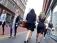 Sexy Blonde Business Woman In Tight Black Dress