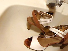 Piss In Wifes White High Heel Sandals