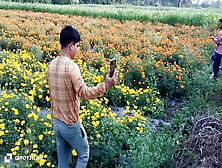 Indian Gay Movies - Tourists Who Have Come To Visit The Village Turn To Take A Selfie In A Flower Garden.