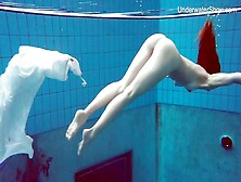 Hot Sexy Russian Chick Pool Swim Session Naked