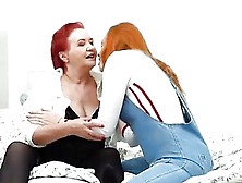 Lascivious Redhead Granny Enjoys A Lot While Her Teeny Neighbour Is Licking Her Old,  Hairy Cunt