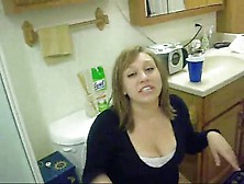 Big Tit Teen Goofing Off On The Toilet