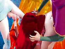 Triple Futa - Anna,  Elsa And Ariel - Frozen And Little Mermaid