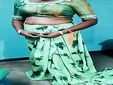 Wear Green Saree In Dressing